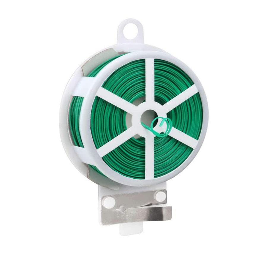 DeoDap Garden Twist Tie Wire Spool (50m) with Cutter for Garden Yard Plant, Tie Use for Plants, Cloth Wire, Binding Bags, Flowers and Trees Cable, Packing Rope - 1pc (Green)