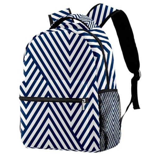 Sac à dos d'école à rayures bleu marine multicolore pour voyage décontracté et lycée