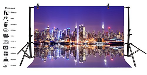 Lfeey 5X3Ft New York City Night View Photo Backdrop American City Landscape Famous Landmark Skyscrapers Background For Photography Studio Props #TOP2