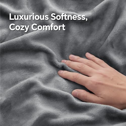 Image of BEDELITE Flannel Pillow Cases Queen Size Set of 2, Gray, 20x30 Inches