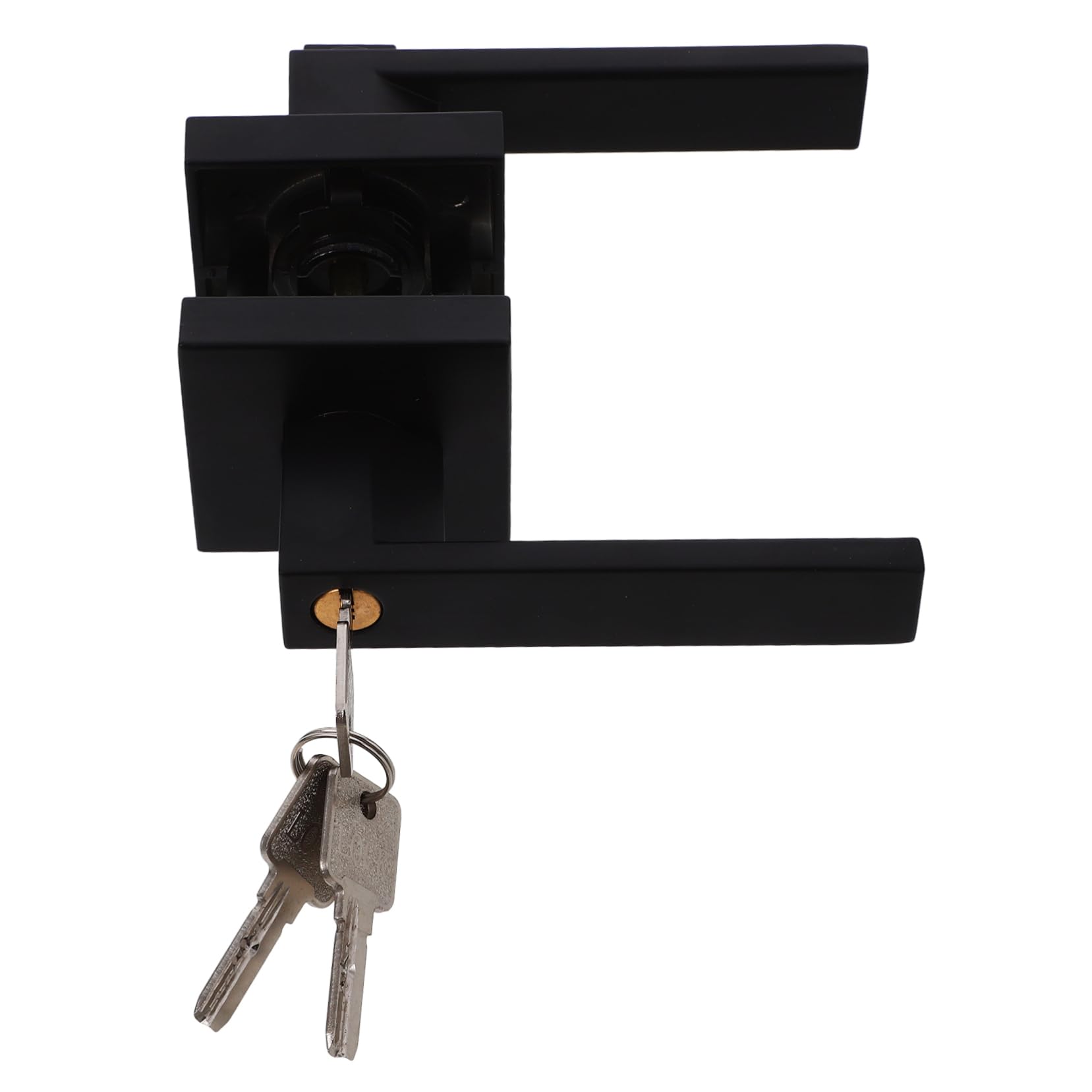 Manija de Puerta de Aluminio Negro con Cerradura, Diseño de Palanca, Protección Segura para Dormitorio y Cocina, Acabado Mate