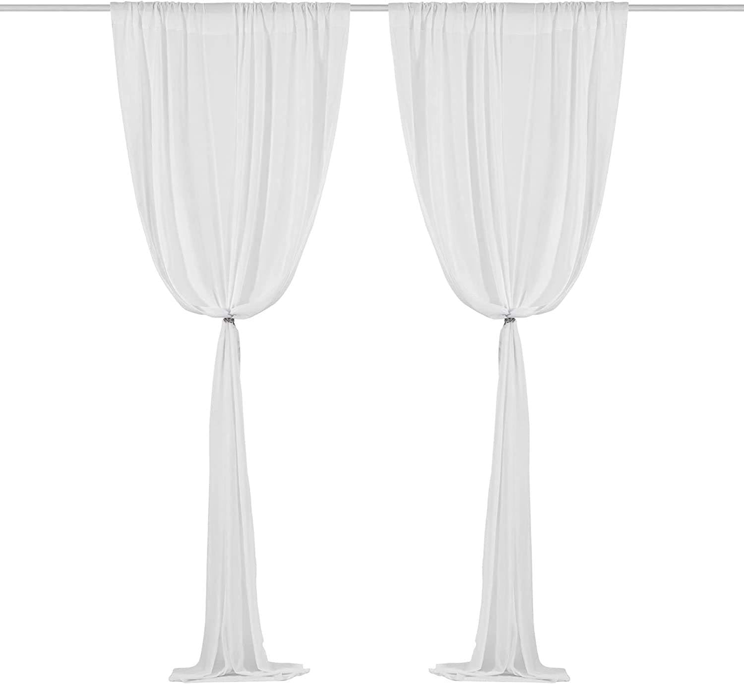 AK Trading Rideaux en Mousseline de Soie pour événements de Mariage et décoration - Rideaux drapés de Toile de Fond (292,1 x 304,8 cm, Blanc)