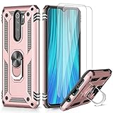 LeYi Funda Xiaomi Redmi Note 8 Pro con [2-Unidades] Cristal Vidrio Templado,Armor Carcasa con 360 Grados Anillo iman Soporte Silicona TPU Bumper Case para Movil Note 8 Pro,Oro Rosa
