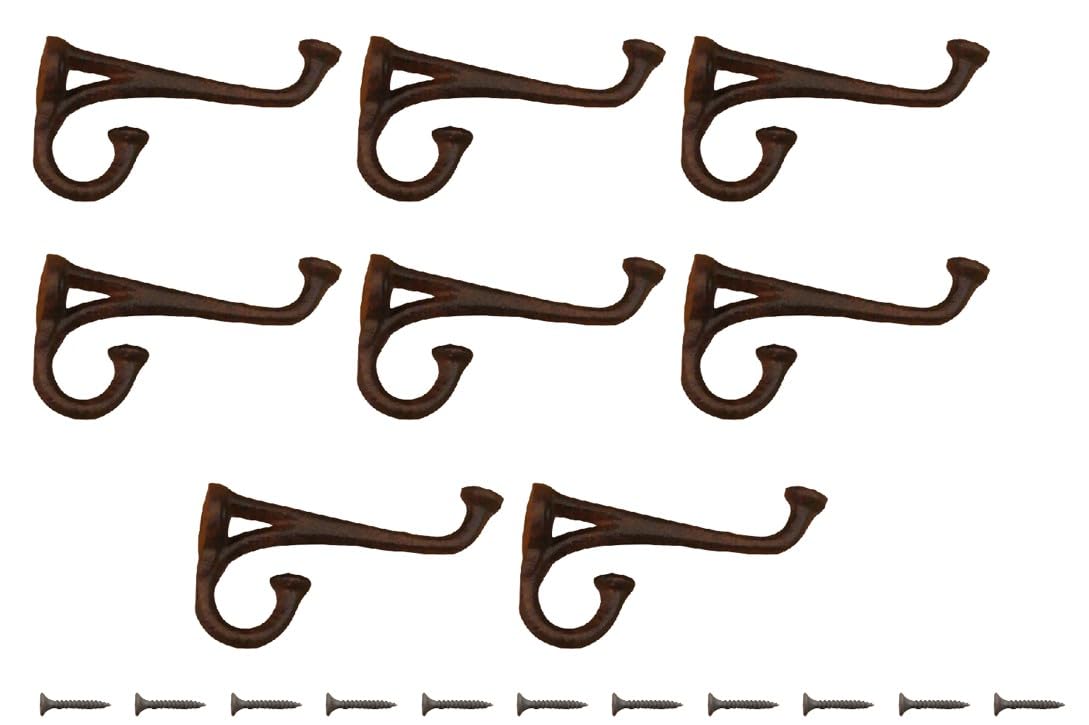 Midwest Craft House 8 Rustic Cast Iron Coat Hat Wall Hooks Restore School Farm Towel Bath Kitchen