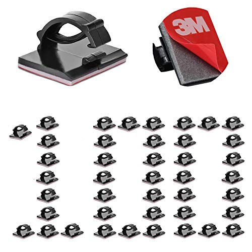 100PCS Clips Câbles Adhésif 3M Durables, Rangement de Cordon Serre-Câbles, Gestion de Câble Support Organiseur de Fils Electriques Réglable pour Bureau/Maison/TV/Chargeur/Voiture/PC (Noir)