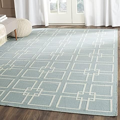 Handmade Geyser Blue Wool and Banana Silk Rug Cover