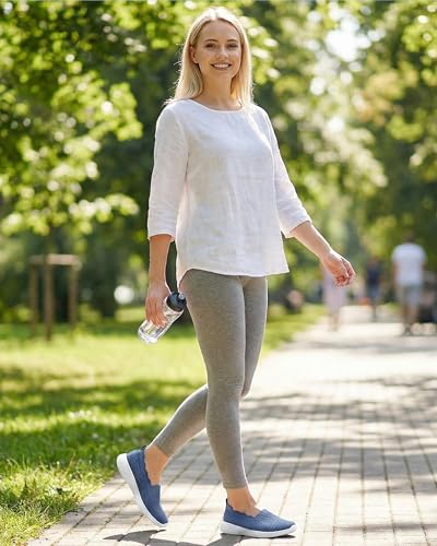 Image of Puxowe Women's Slip-On Walking Shoes | Lightweight Knit Sneakers with Memory Foam Insole, Breathable & Wide Fit Available for Daily Walking, Casual & Travel