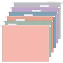 KONVINIT 6pcs Hanging File Folders Letter Size, Morandi Hanging Folders for Documents, File Organizer with 1/5-Cut Adjustable Tabs for School, Home & Office Supplies