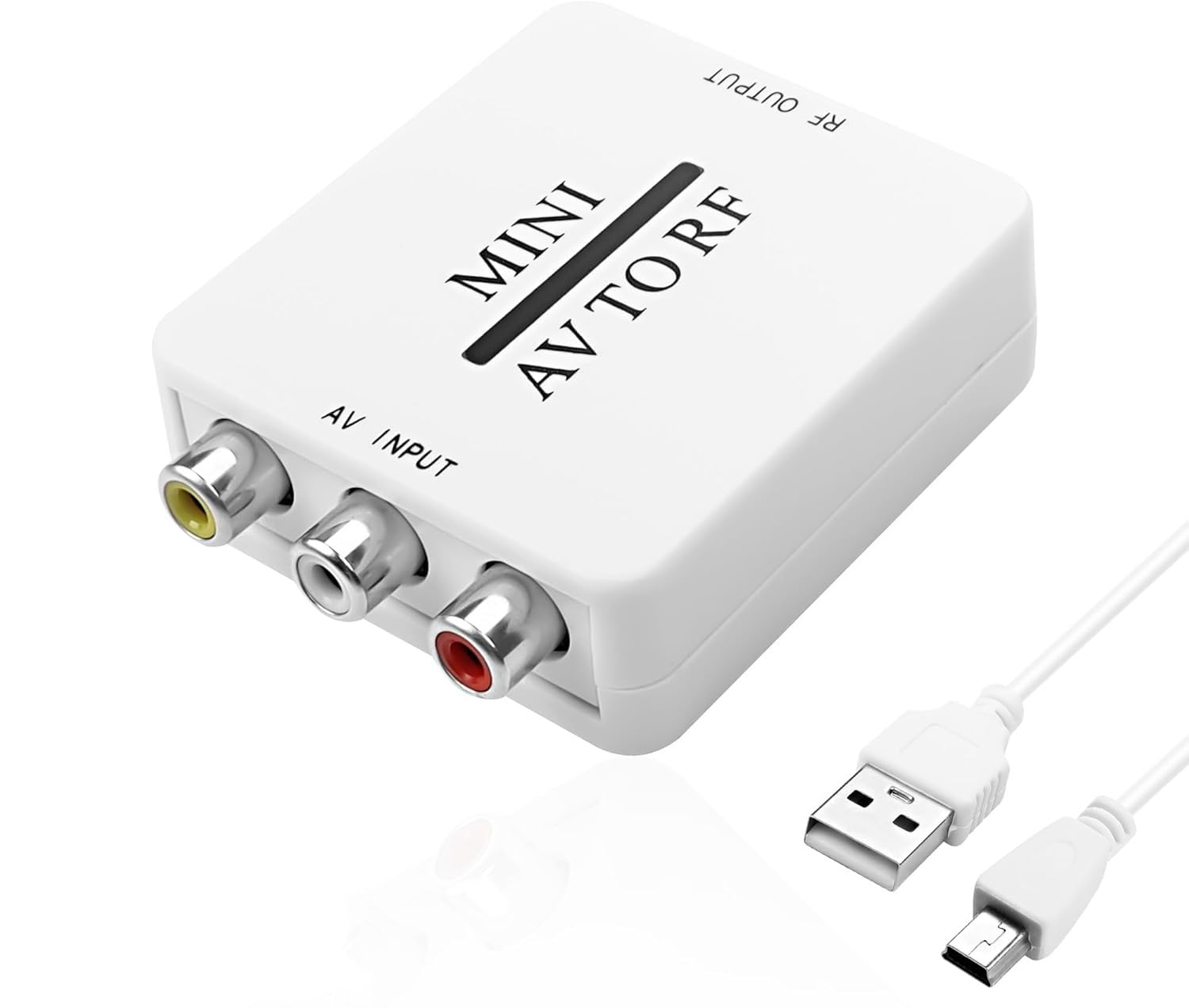 RF Modulator AV CVSB to RF Video Adapter Converter AV to RF Scaler TV Switcher Support RF 67.25Mhz 61.25Mhz for TV VHS VCR DVD (AV to RF)