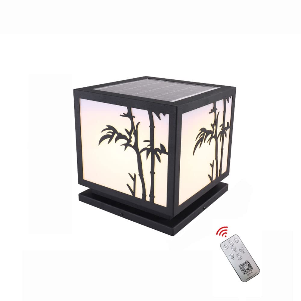 Solarne lampy słupkowe solarne zewnętrzne oświetlenie słupkowe IP65 kolumna latarnia, willa lampa ogrodowa bambusowa lampa słupkowa, czarna brama, ściana słupka, oświetlenie tarasu podwórka, słupek