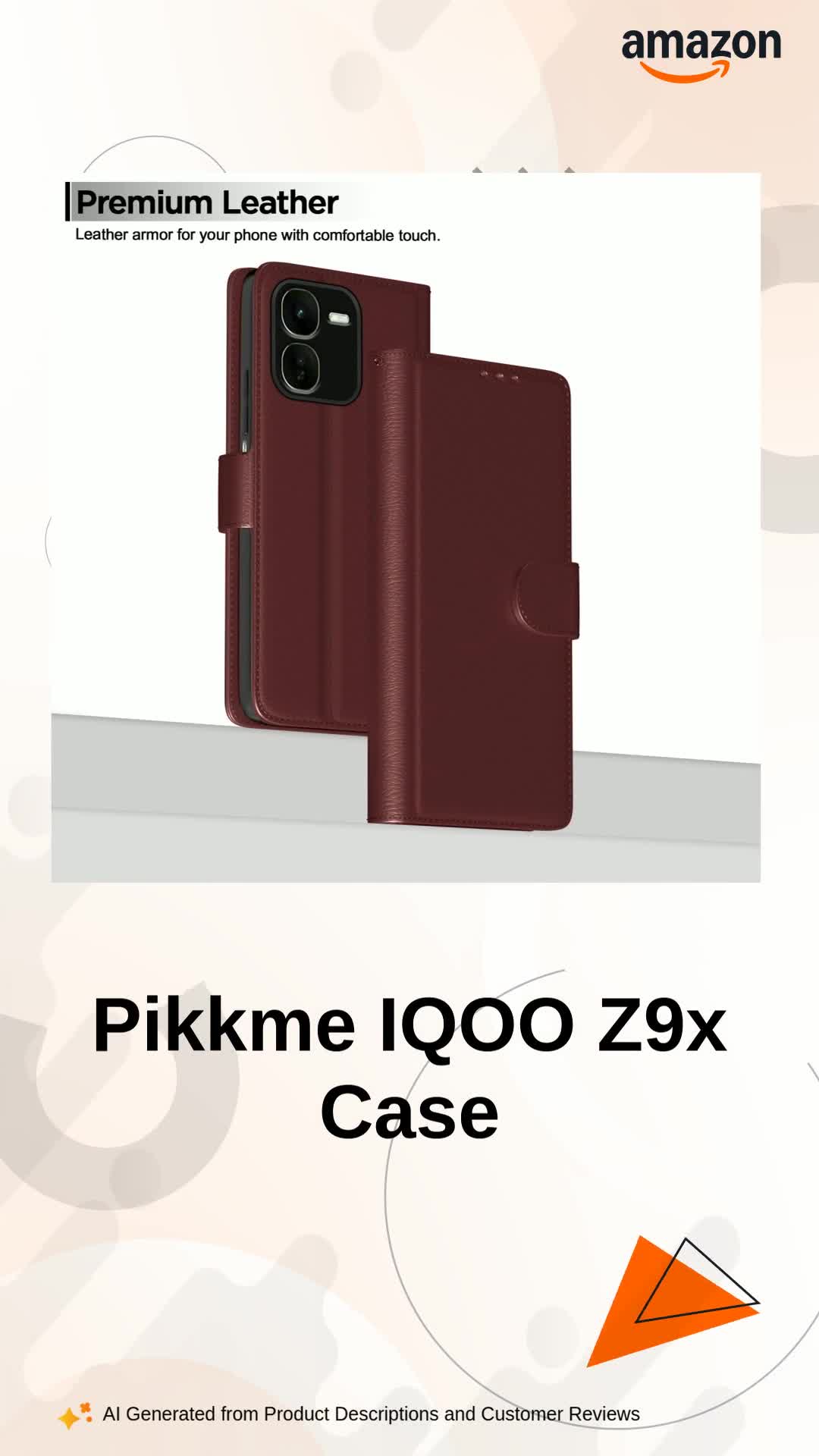 Pikkme IQOO Z9x 5G Flip Cover Leather Finish | Inside TPU with