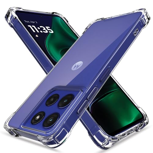 Image of Pikkme Back Cover for Motorola Moto Edge 60 Stylus 5G Raised Edges Shockproof Clear PC + TPU Transparent Protective Phone Bumper Case(Transparent)