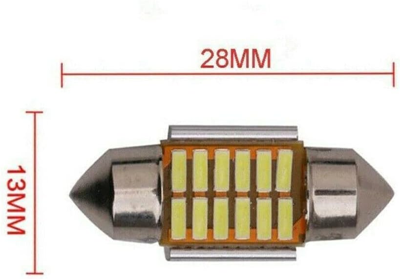 2pc 12V 28MM 12 SMD LED Festoon Interior Car Light Bulb Bright White Dome Lamp