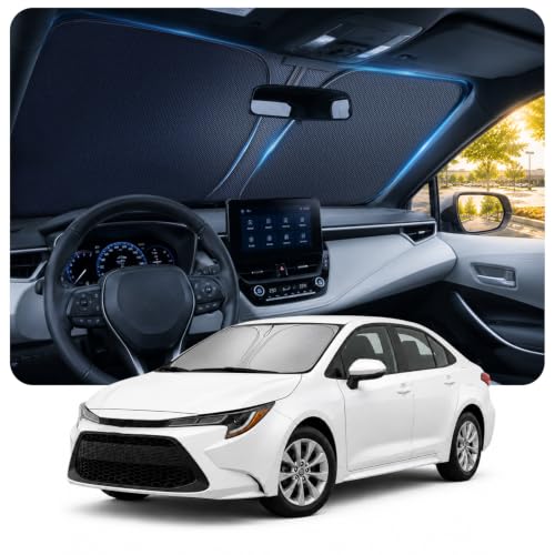 Image of [2026 Upgraded] DooGooCoo Windshield Sun Shade for Toyota Corolla 2020-2025 2026 [Cooling Ice-Crystal, 100% Sun Block ] Sunshade for Car Windshield for Toyota Corolla Sun Shade, Fit for Corolla.