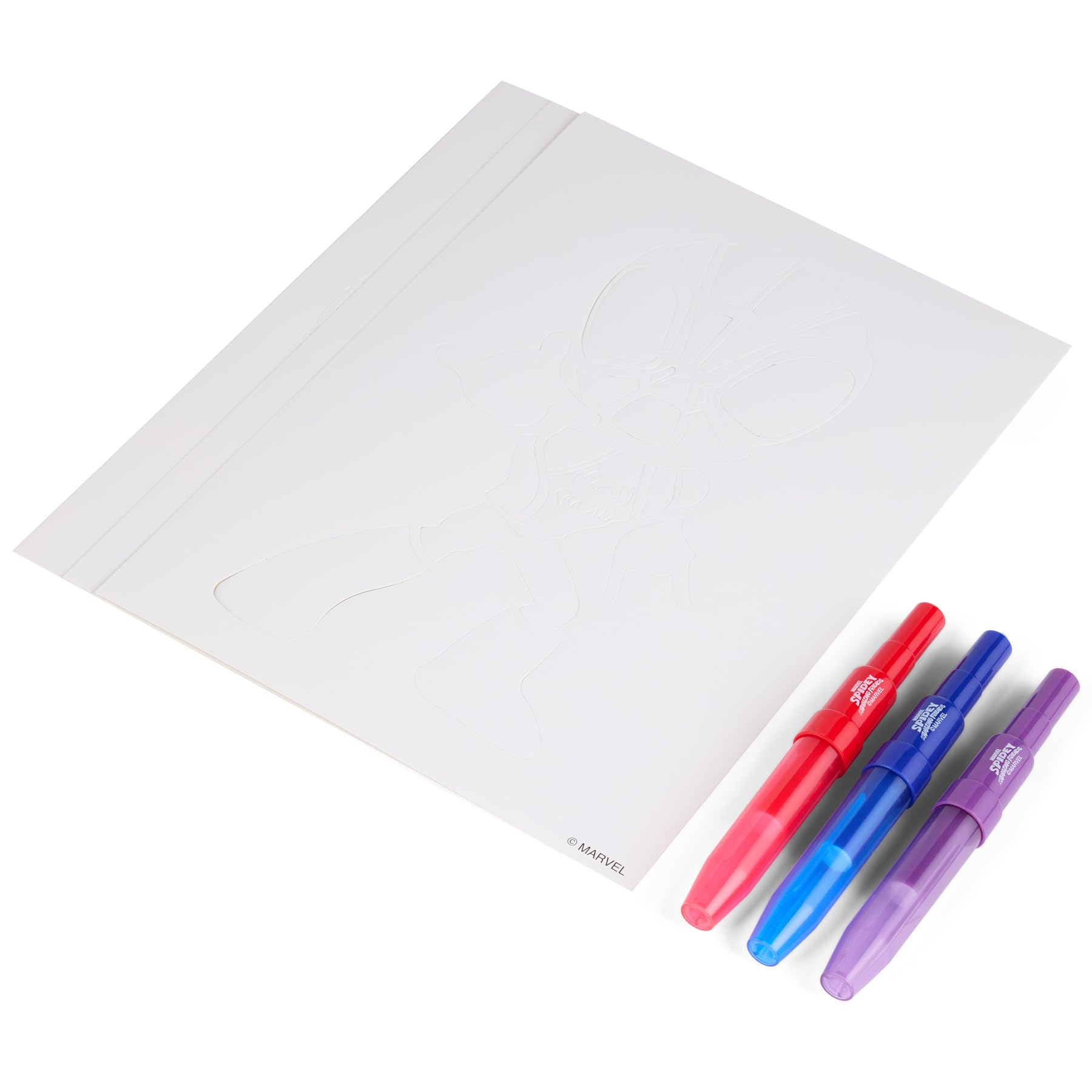 Disney - Spidey i jego Super-Przyjaciele - Zestaw markerów do spryskiwania A4 Enveloppe - Pędzelki malarskie dla dzieci - Zestaw do malowania z kredkami i szablonami (SP23363)