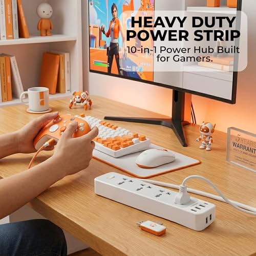 Image of TESSAN 4-Socket Extension Board with Surge Protector, Universal Power Strip with 6 USB Charging Ports, 6.5Ft (2-Meter) Heavy Duty Cable, Overload Protection, 220V, Grey, 2 Years Manufacturer Warranty