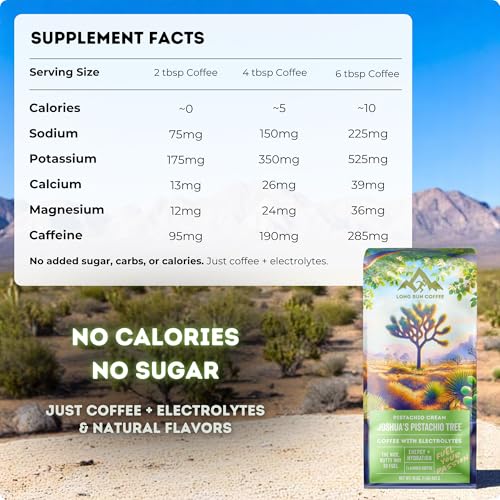 Image of Long Run Coffee - Hydrating Coffee with Electrolytes - All Natural Energy + Hydration + Recovery for Athletes - Stomach Friendly Electrolyte Coffee for Runners (5 lb, Pistachio Cream)