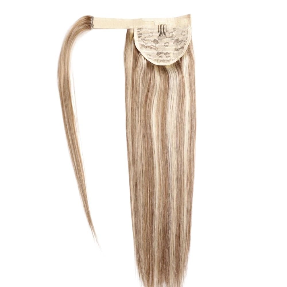 Kucyk Postiza 16"-24" Ludzki Włos Przedłużanie Kucyk Ogon Klip Remy Stragiht Zawijanie Na Treski Do Codziennego Użytku Kucyk Extension(P12/613.16inch)