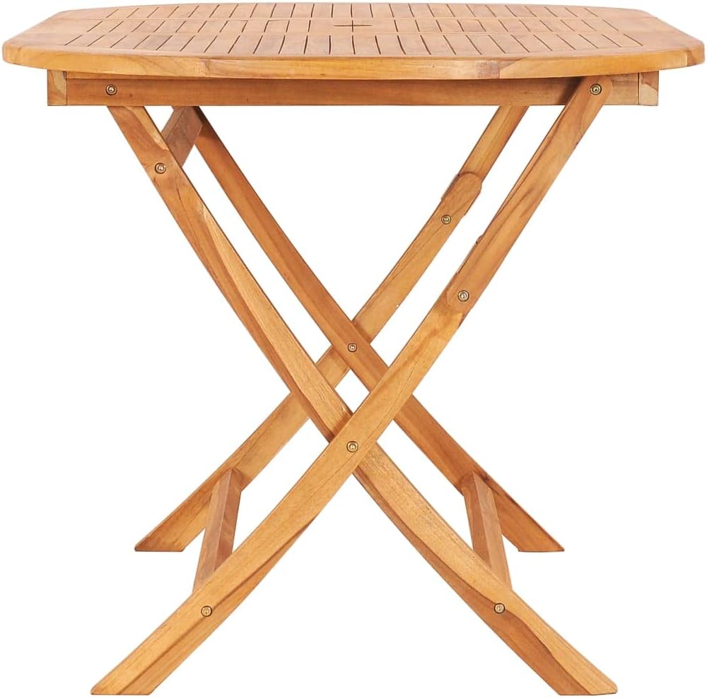 Vintage Patio Coffee Table, Patio Dining Table with Wooden Frame, Outdoor Coffee Side Table for Outside Patio, Folding Patio Table 62.9"x31.4"x29.5" Solid Teak Wood
