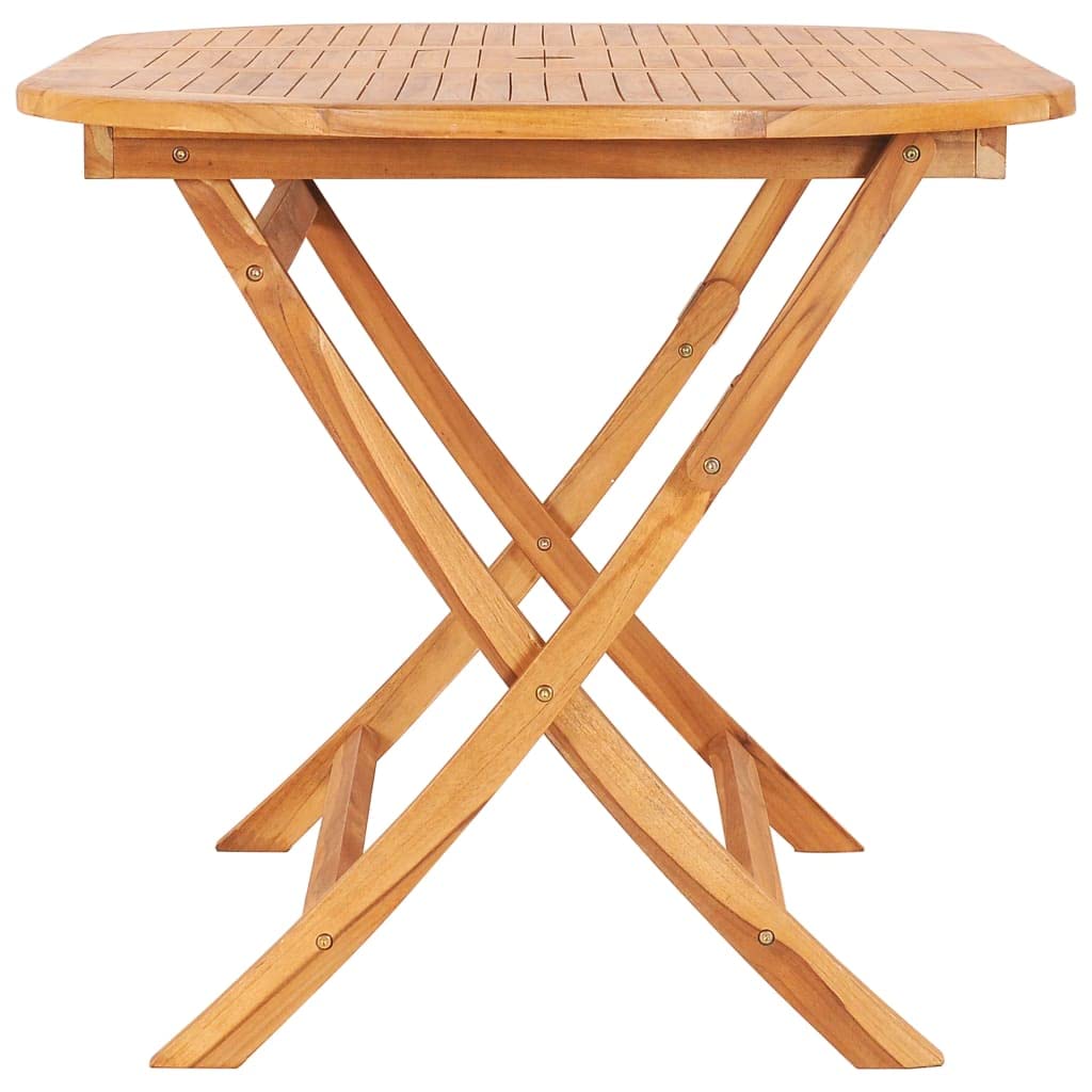 Juego de muebles de jardín de 7 piezas de teca maciza, mesa y sillas plegables, superficie pulida, fácil de limpiar, para terraza y patio