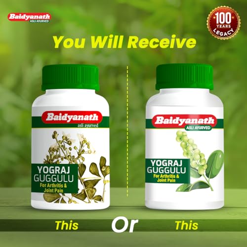 Image of Baidyanath Yograj Guggulu Tablets | Ayurvedic Blend with 26 Herbs | Herbal Formula for Joint & Muscle Care | 100 Tab | Pack of 2