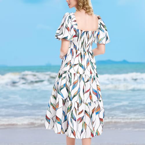 Women’s Bohemian Flora Summer Beach Vacation Dress, Casual Long Flowy Dress for Outdoor Parties3