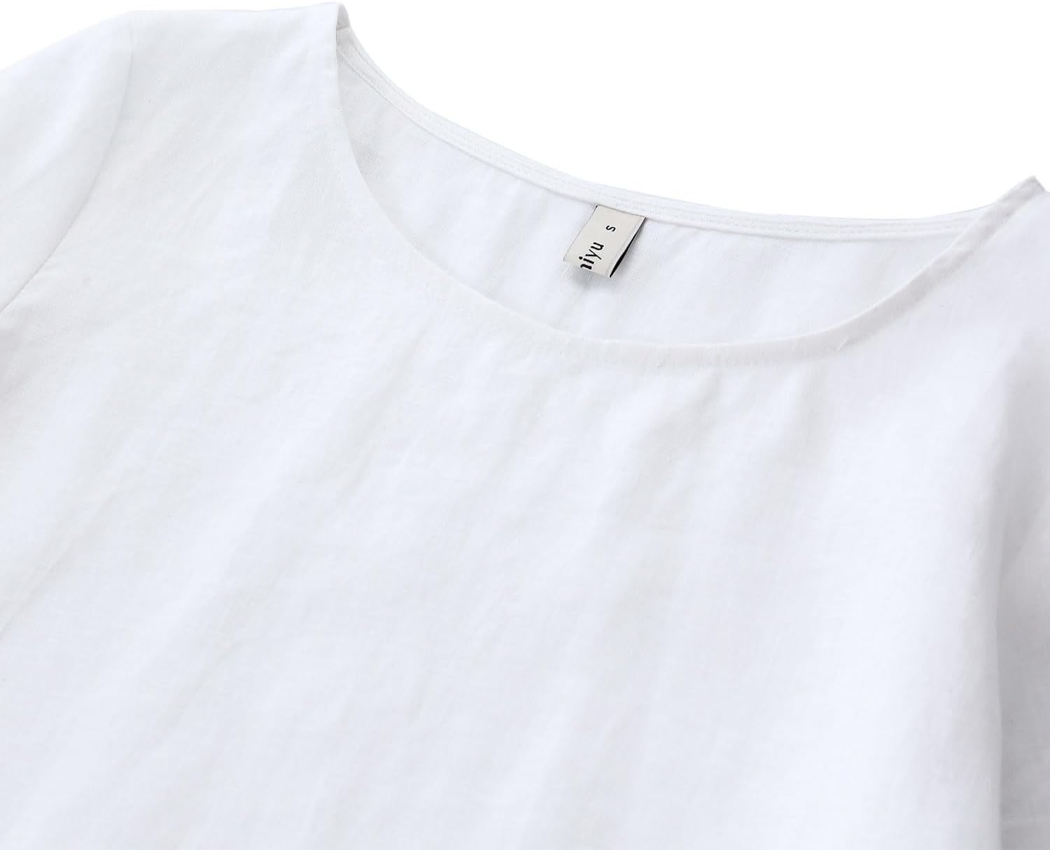 Amazhiyu Women's 100% Linen 3/4 Sleeve Blouse Crew Neck Loose Fit Summer Casual Tops - Image 4