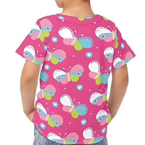 Gludear Kids Tops Tees Girl Boy Novelty 3D Graphic O-Neck Short Sleeve Casual Pullover Blouse T-Shirt,Colorful Butterfly,9-10 Years #TOP4