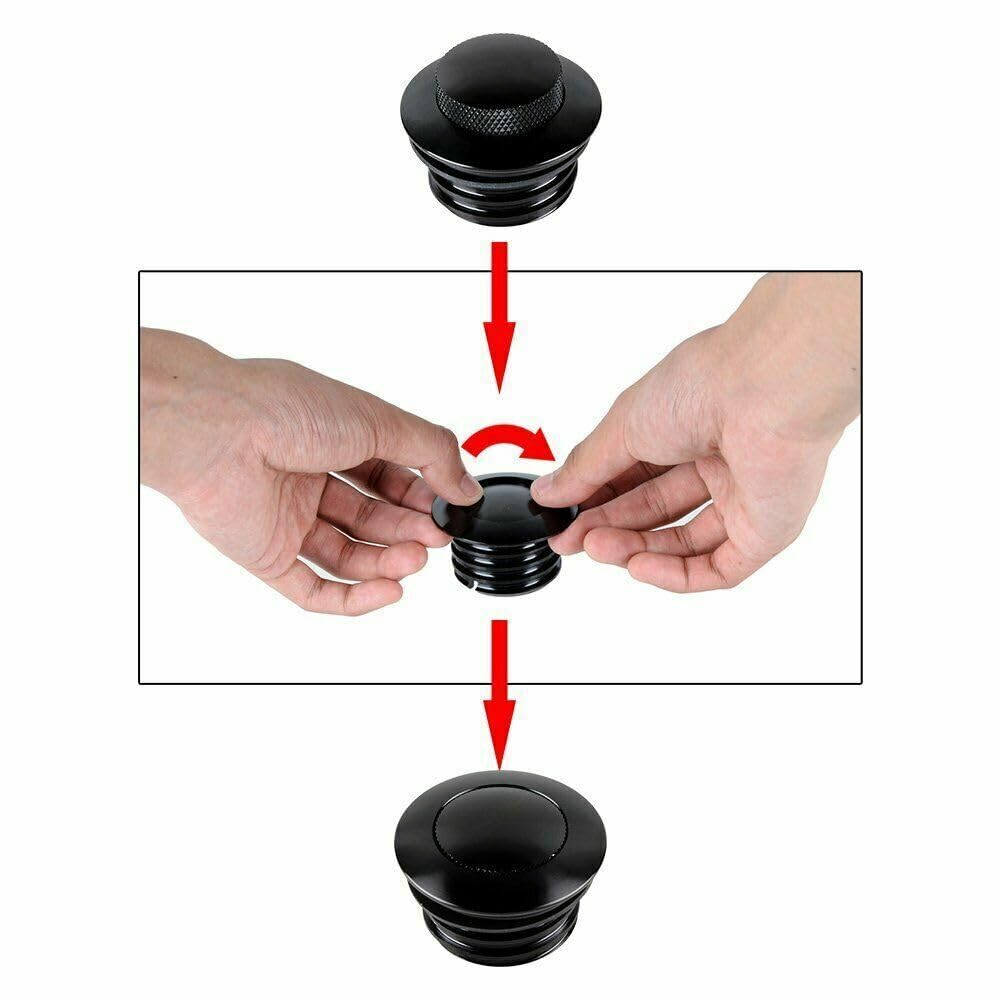 Serbatoio Carburante Pop Up Flush Cap Nero per Harley Softail Dyna Sportster 883 1200