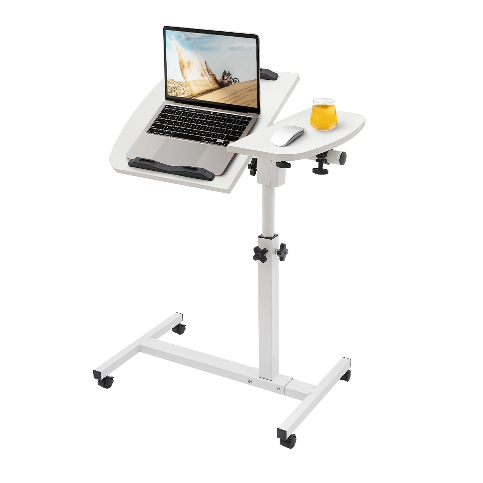 Table Stand,Mobile Laptop Side Table with Wheels,Adjustable Rolling Laptop Table,Adjustable Computer Desk Stand with Wheels,Standing Desk,End Table,Industrial Tray Cart for Living Room,Living Room