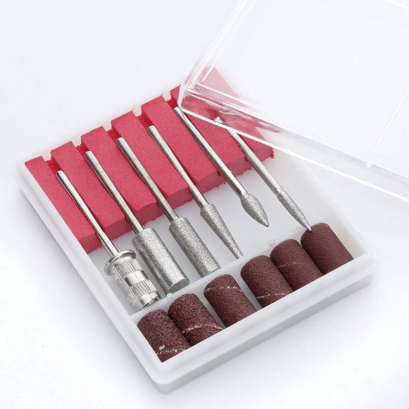 Uouteo 6Pcs Different Nail Drill Bits and Sanding Band for Electric Nail Drill Machine Replacement, Carving, Engraving, Routing, Grinding, Sharpening, Sanding, Polishing