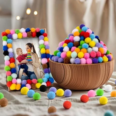 RAINFLOW Small Pom Poms for Crafts - Craft Pompoms Balls,Assorted Bright Color Pom Poms Bulk for Arts and Craft Making and Hobby Supplies,Holiday Party,Christmas Decorations,800 Pcs 1/2 Inch Pom Poms Cover