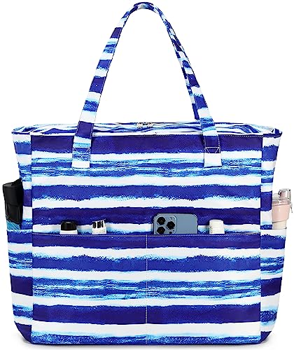 Image of Waterproof Beach Tote Pool Bags for Women Ladies Extra Large Gym Tote Carry On Bag With Wet Compartment for Weekender Travel