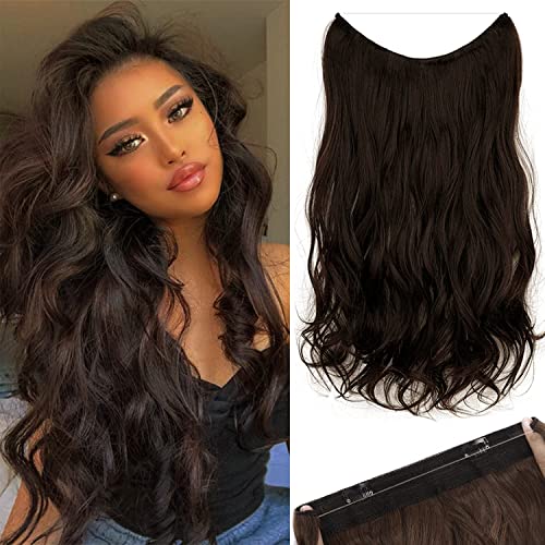 Halo Hair Extensions Thick Invisible Wire Hair Extension with Transparent Headband Black Brown Hairpieces 4 Types Adjust