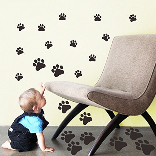 Bibitime 22 Walking Dog Paw Wall Sticker Prints Wall Decal Home Art Decor Bear Dogs Footprints Dish Room Sticker For Nursery Bedroom Kids Room #TOP2