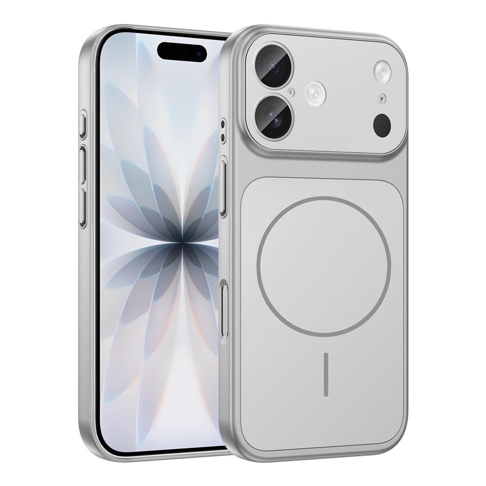 Zore Apple ile uyumlu iPhone 16 Kılıf Zore M-Safe Şarj Özellikli Kamera Korumalı Formen Kapak Gümüş