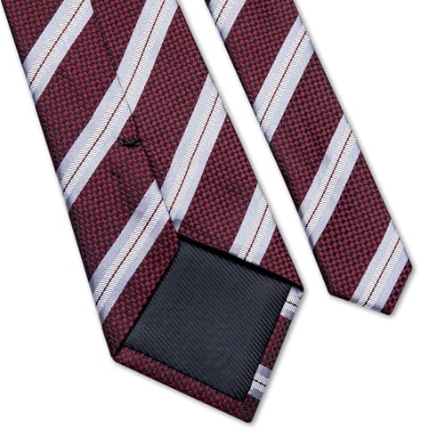 Image of DiBanGu Striped Tie Set for Men Silk Woven Plaid Necktie and Pocket Square Cufflinks Business Wedding