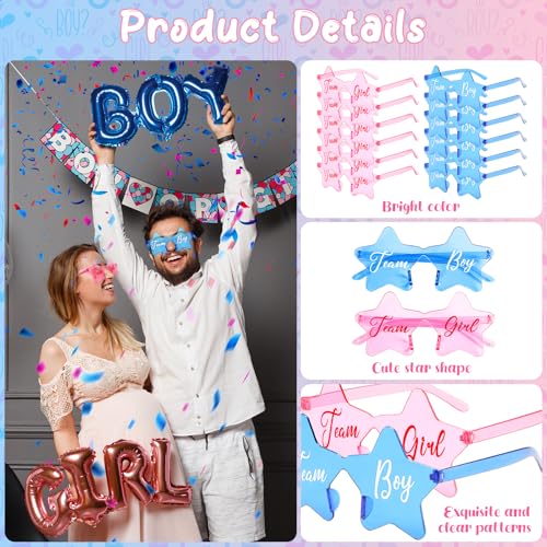 Pibupibu 12 Pcs Gender Reveal Glasses Blue Pink Sunglasses Bulk Team Girl or Boy for Gender Reveal Decor Glasses Party Favors4