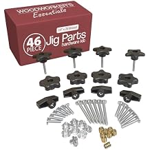 46 Piece T Track Bolts and Knobs Kit, 1/4"-20 T Bolts & Threaded Knobs, T Track Accessories for Woodworking, Build Your Own Woodworker Jigs and Fixtures, T-Track Parts Hardware Set 1/4"-20