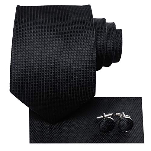 Image of Hi-Tie Mens 70inches Tie Set Extra Long Necktie for Men Cufflinks Handkerchief Big Tall Men Business Wedding