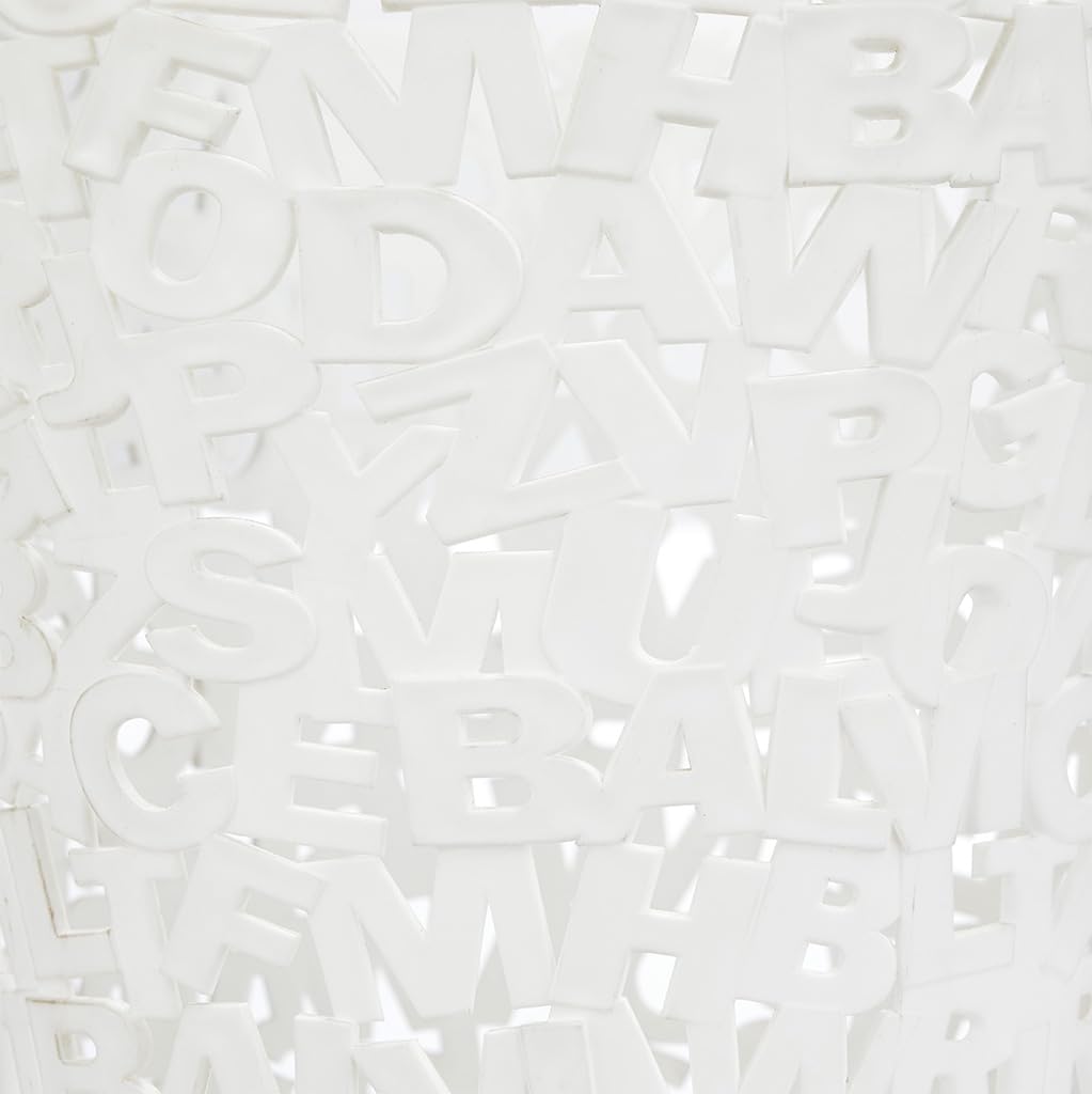 Plastic Letters Wastebasket - White by Balvi
