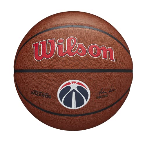 Wilson Basketball, Team Alliance Model, WASHIGNTON WIZARDS, Indoor/Outdoor, Mixed Leather, Size: 7, Washington Wizards