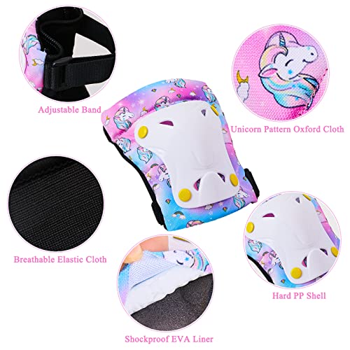 Image of FIODAY Knee Pads for Kids Toddler Knee Pads and Elbow Pads Wrist Guards with Drawstring Bag Adjustable Protective Gear Set for Girls Boys Skating Cycling Skateboard Scooter,3-8 Years,Colorful