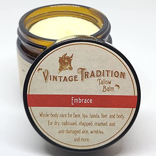 Beef Tallow All Purpose Balm â€“ Healing, Hydrating Jasmine Oil Skin Care Salve Replaces Body Lotion, Hand Cream, More â€“ Essential Oil, Olive Oil, and Grass-Fed Tallow by Vintage Tradition, 2 fl. oz.