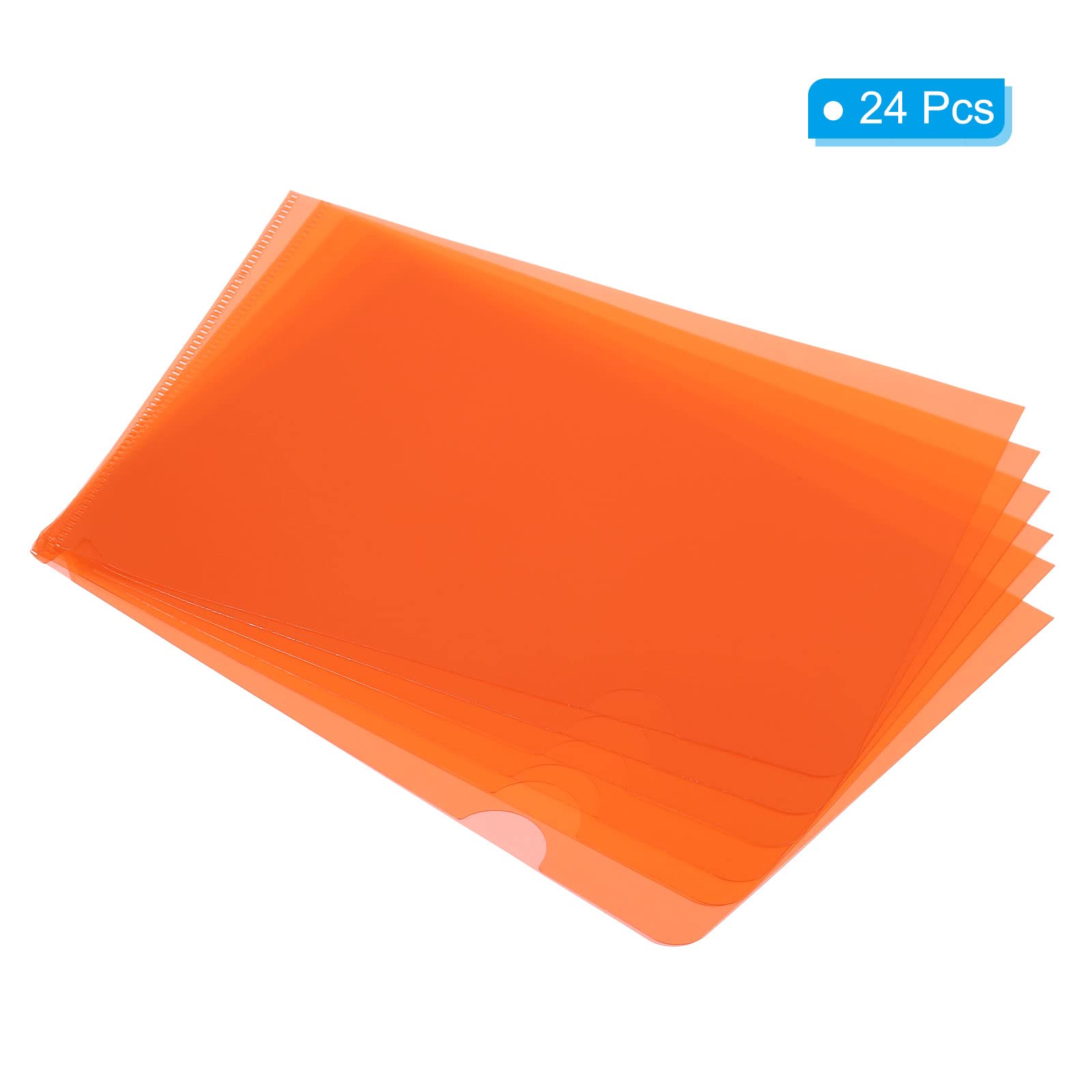 PATIKIL L Type Folders 24 Pack 8.9 x 6.3 inches A5 Plastic Clear Document Folder File Jacket Sleeves Project Pockets, Orange - Image 3