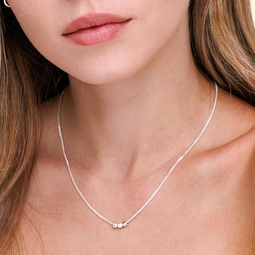 Handmade Dainty Silver Necklace For Women - Silver Chain Set With 3 Little Silver Tubes Pendants By Galis Jewelry #TOP3