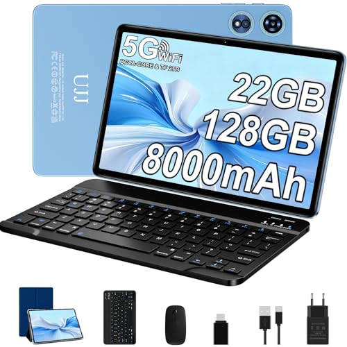 2026 Tablette Android 10 Pouces avec Gemini AI, 22GoRAM + 128 Go ROM (Extensible Jusqu'à 2 To), WiFi 6, 8000 mAh, Widevine L1, Octa-Core, BT 5.0, 5+8 MP,...