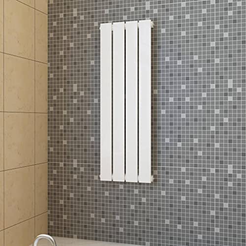Mangloder - Radiador de panel blanco de 311 x 900 mm, acero, 350 W, montaje en pared, calefacción central, parte inferior central de 1/2 pulgadas, 4 columnas, para salón, dormitorio, baño, oficina