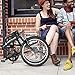 Goplus 20'' Folding Bike, 7 Speed Shimano Gears, Lightweight Iron Frame, Foldable Compact Bicycle with Anti-Skid and Wear-Resistant Tire for Adults (Curved Crossbar)