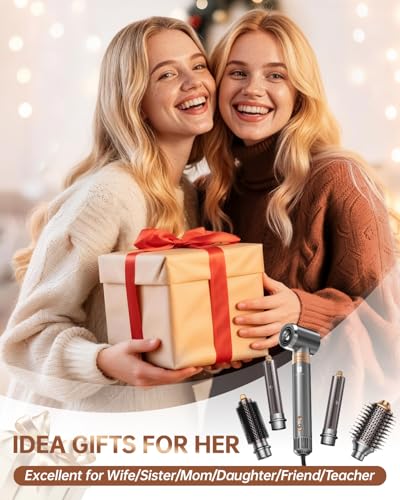 Image of Hair Dryer Brush, webeauty 5 in 1 Professional Hot Air Styling, High-Speed Negative Ionic Hair Dryer Fast Drying, Multi Hair Styler with Air Curling Iron, Volumizing, Straightening (Grey Gold)